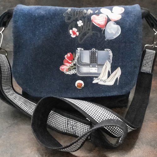 Sac besace souple bandoulière en jean recyclé