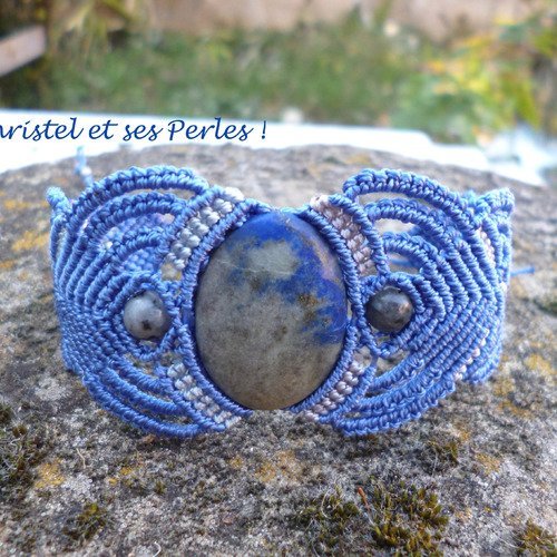 Bracelet macramé et lapis lazuli