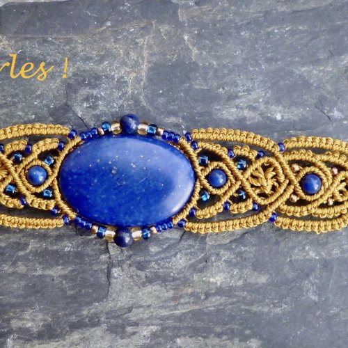 Bracelet macramé et lapis lazuli
