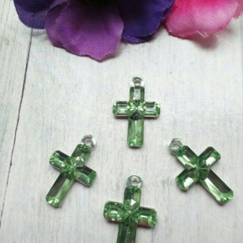 LOT de 14 PENDENTIFS perles breloques CROIX CROSS 14 x 9mm ARGENTES fonçé bijoux
