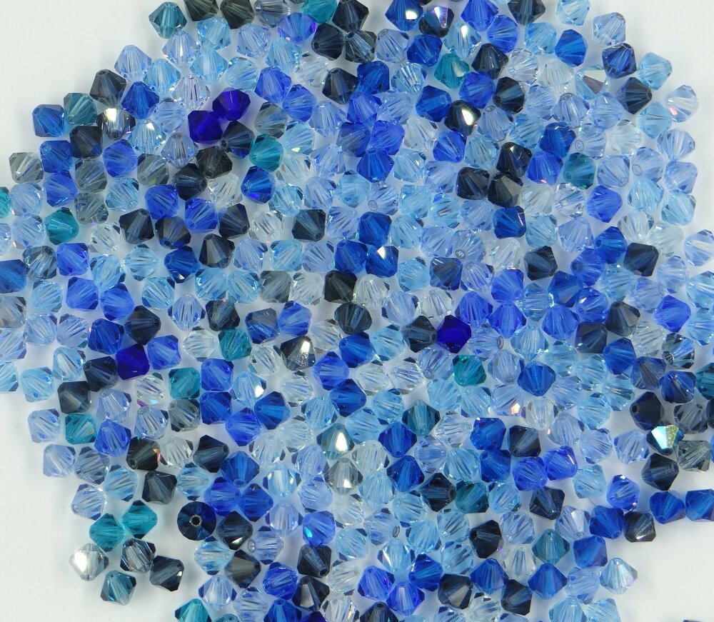 lot 50 PERLES anciennes en cristal bohème à facettes bleu indicolite ab 10 mm 