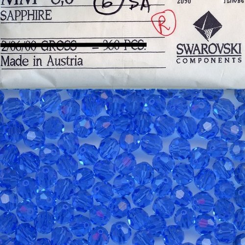 SAPPHIRE BLUE c dfx 30 FACETTES RONDES 6 MM Cristal de Bohême