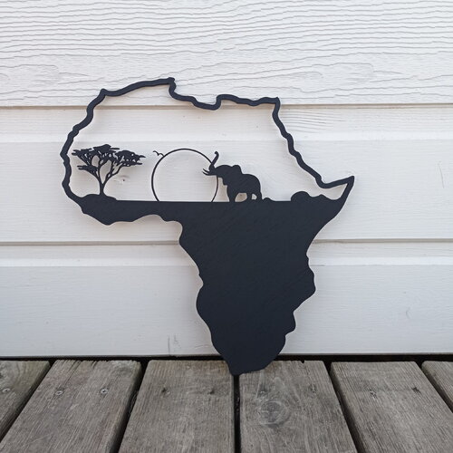 Décor mural afrique, carte de l'afrique en bois, déco africaine, décor ethnique