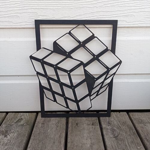 Déco murale rubiks cube en bois, décor 3d, découpe laser