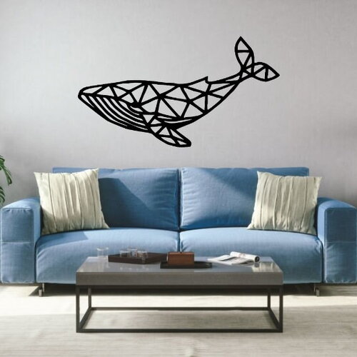 Baleine en bois géométrique, décoration murale, découpe laser