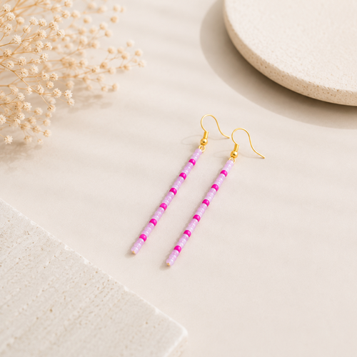Boucles d’oreilles pendantes roses