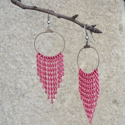 Vendues - boucles d'oreille argentée et rouge