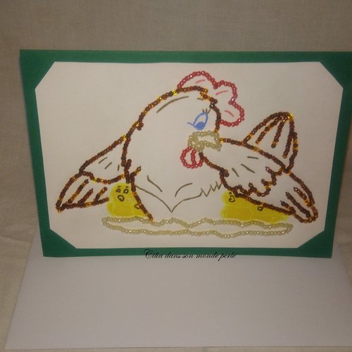 Vendue - réservée - carte poulette et poussins