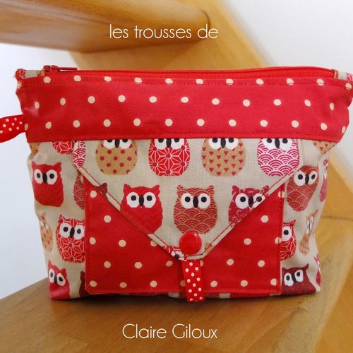 Petite trousse chouettes et pois