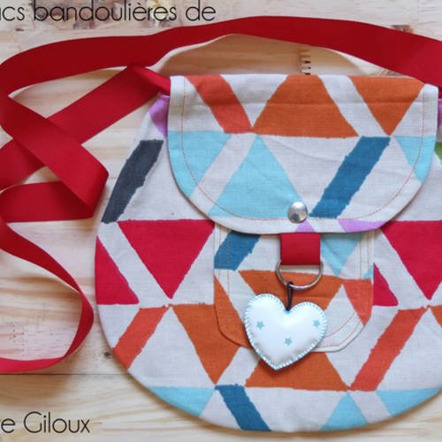 Pochette bandoulière imprimé losanges multicolores 