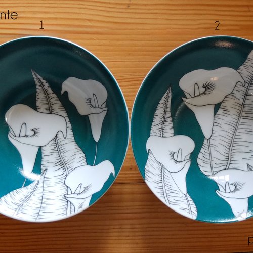 Arums dessinés sur bols en porcelaine