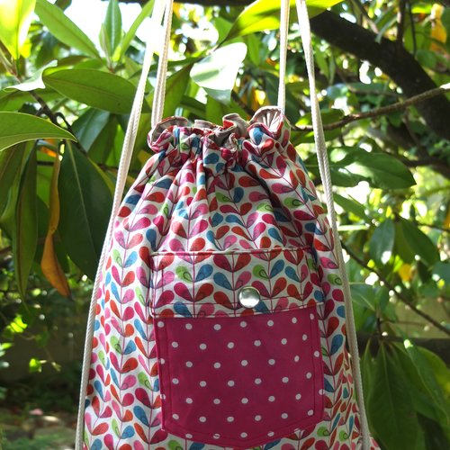 Sac à dos toile enduite fleurs