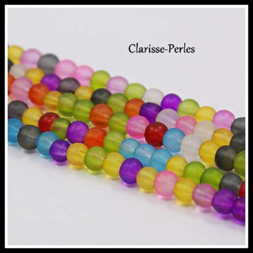 10 perles verre frosted multicolore 10mm trou 1mm effet givré