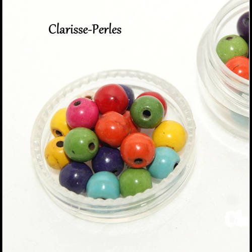 Perles rondes howlite turquoise multicolore 6mm trou 1,5mm