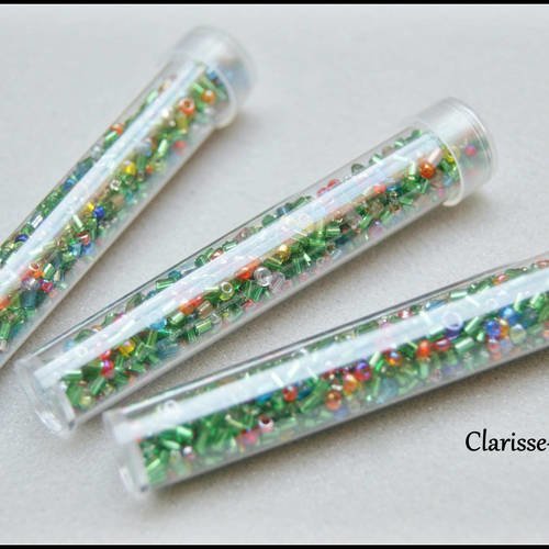 Tube +700 perles rocailles verre multicolore