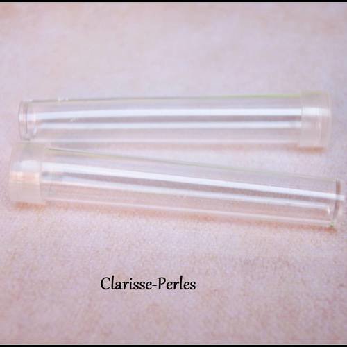 2 tubes plastique pour perles transparente 1,3x7,5cm