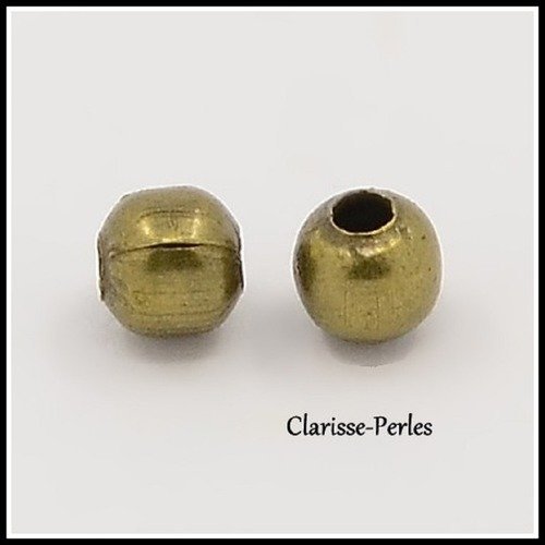 Perles rondes intercalaires en métal bronze 4mm trou 1,5mm