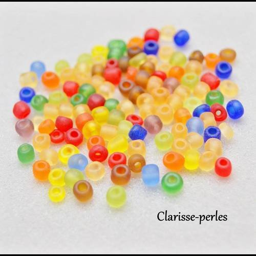 Tube +120 unités perles verre frosted multicolores 4mm 