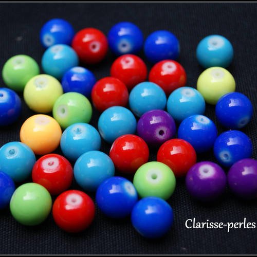 Perles verre multicolores 8mm