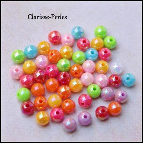 Perles rondes acryliques multicolores 6mm