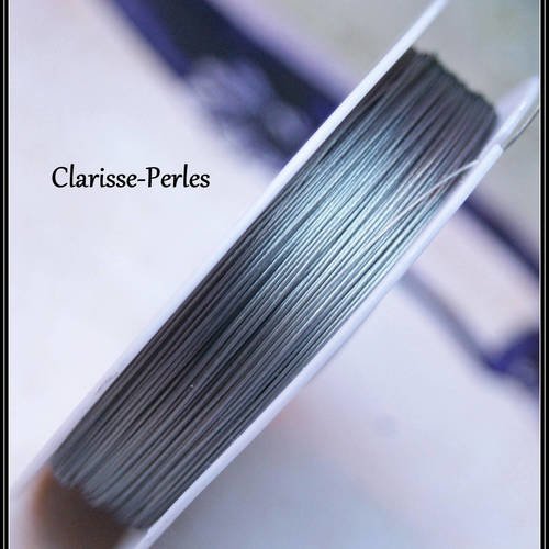 Bobine 10 mètres de fil métallique gris argenté 0,45mm
