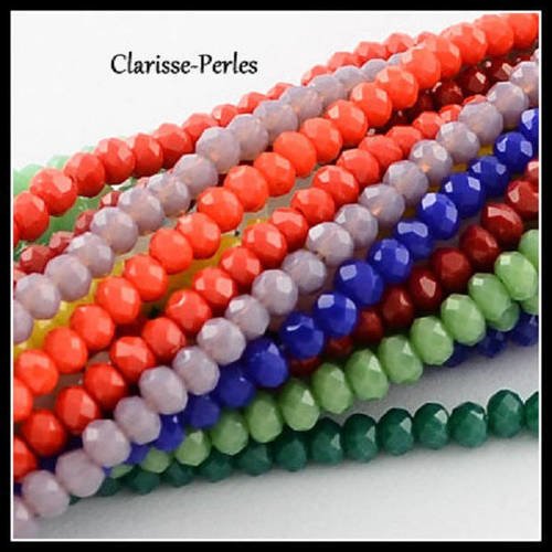 30 perles verre à facettes imitation jade multicolores 2,5-3x3,5-4mm trou 0,5mm