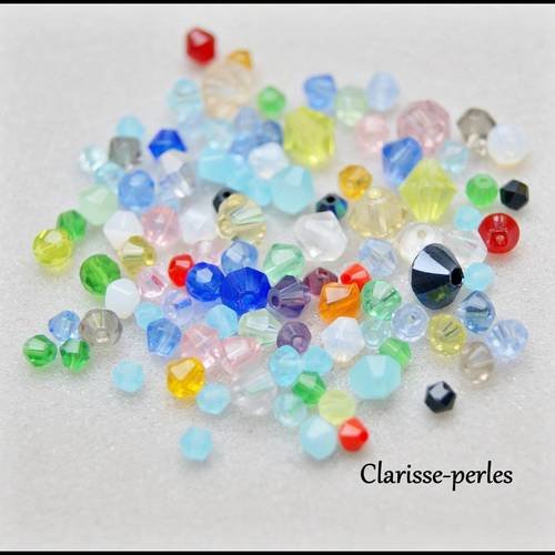 Tube +110 unités perles toupies verre multicolores 2-6mm