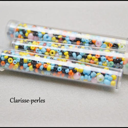 Tube +500 unités perles rocailles multicolores 
