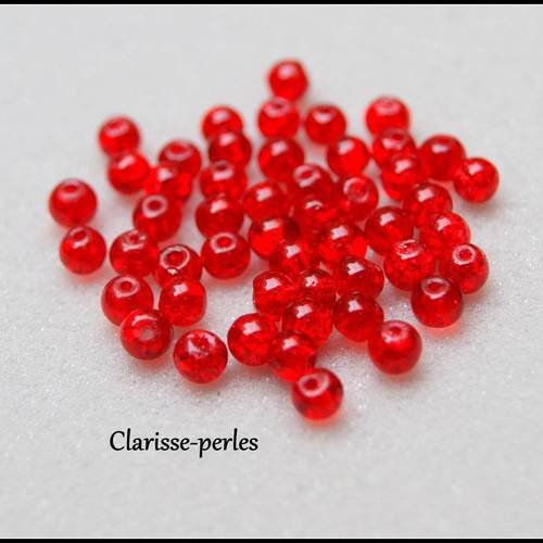 Perles verre rondes craquelées rouge 4mm