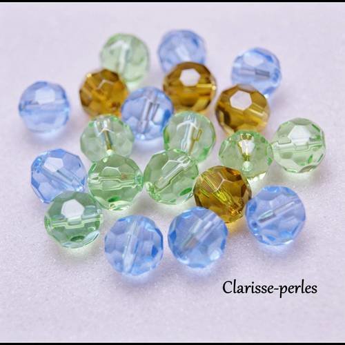 30 perles verre à facettes multicolore 10mm