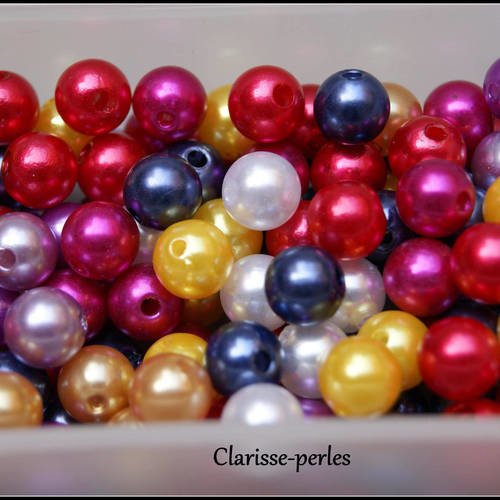 30 perles nacres multicolores 10mm couleurs aléatoires