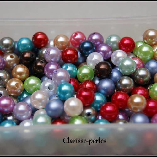 Perles nacres multicolores 8mm
