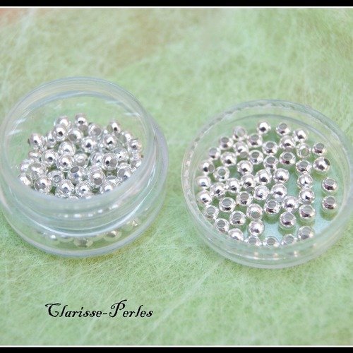 Perles rondes intercalaires argentés, boules laiton couleur argenté, perles rondes 1,5mm