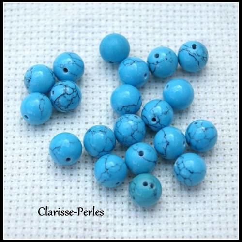 Perles rondes howlite turquoise 8mm trou 1,5mm