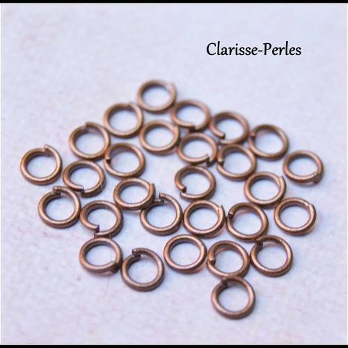 100 anneaux de jonction métal cuivre 4mm