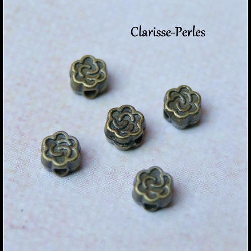 Perles intercalaires fleur mètal bronze 4mm
