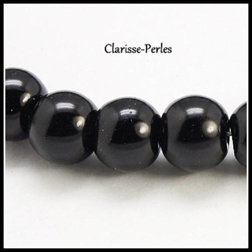 20 perles verre nacrés en noir 8mm trou 1mm