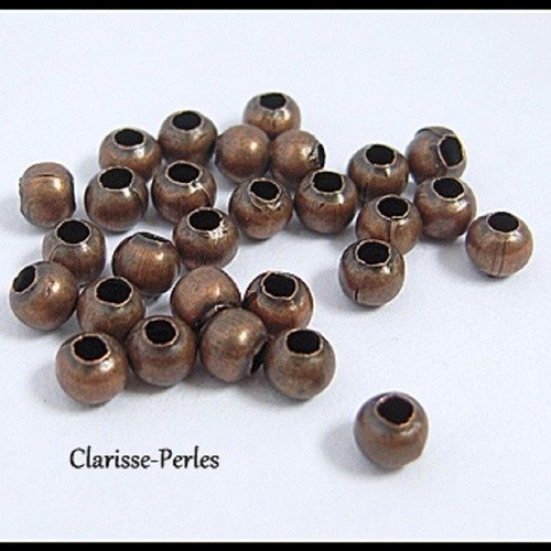 50 perles rondes en métal intercalaires cuivre 4mm trou 1,5mm