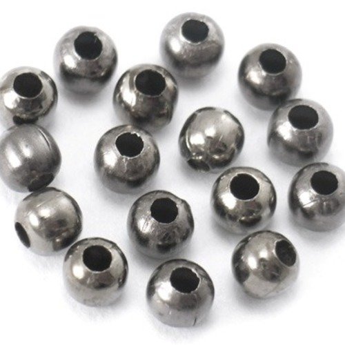 Perles rondes en métal intercalaires en métal gunmetal 3mm trou 1,2mm