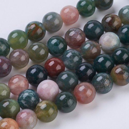 Perles rondes agate indienne naturelle 8mm trou 1mm pierres semi précieuses