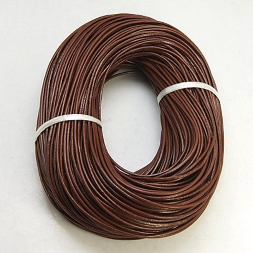 Cordon cuir rond couleur chocolat diàmetre 2mm, cuir bracelet, collier