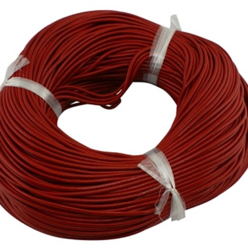 Cordon cuir rond couleur rouge vif diàmetre 2mm, cuir bracelet, collier