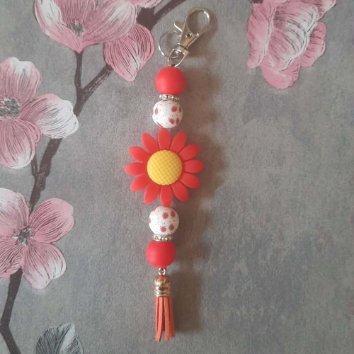 Porte clé fait main marguerite