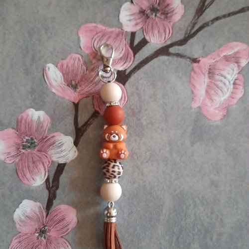 Porte clé fait main panda roux