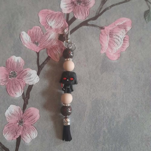 Porte clé en perles silicone avec dark vador