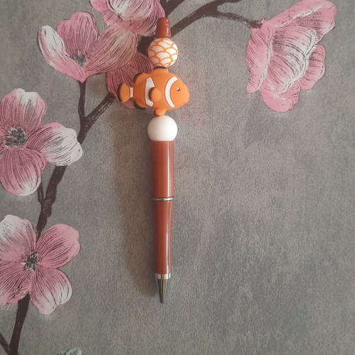 Stylo rétractable encre noire avec poisson clown
