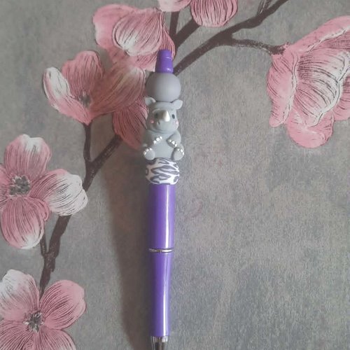 Stylo rétractable encre noire avec rhinocéros