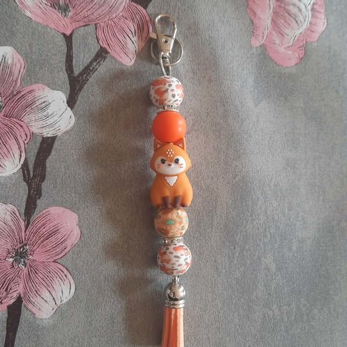 Porte clé fait main  avec renard