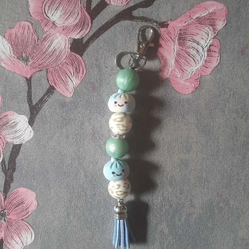 Porte clé fait main en perles avec squishy pastel