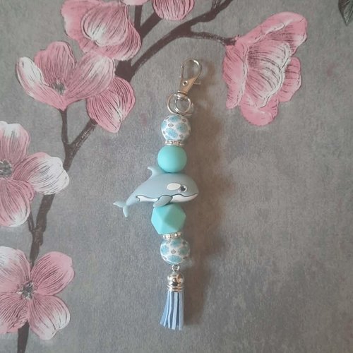 Porte clé fait main en perles avec baleine